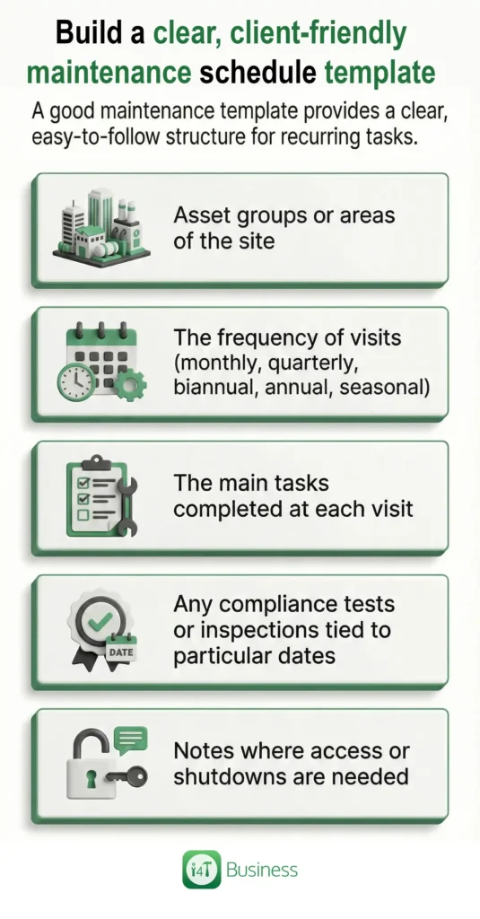 Build a clear, client-friendly maintenance schedule template