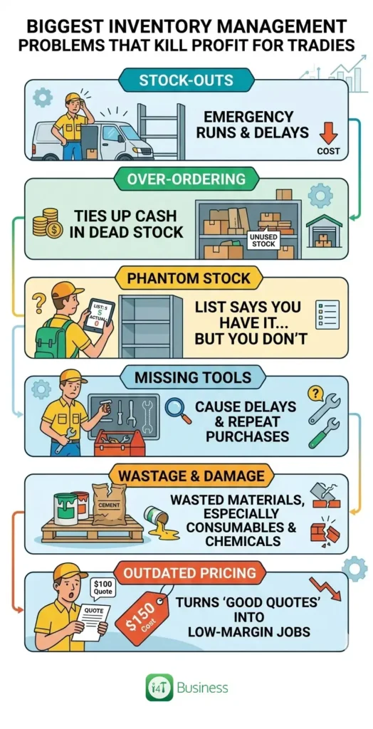 What are the biggest inventory management problems that kill profit for tradies?